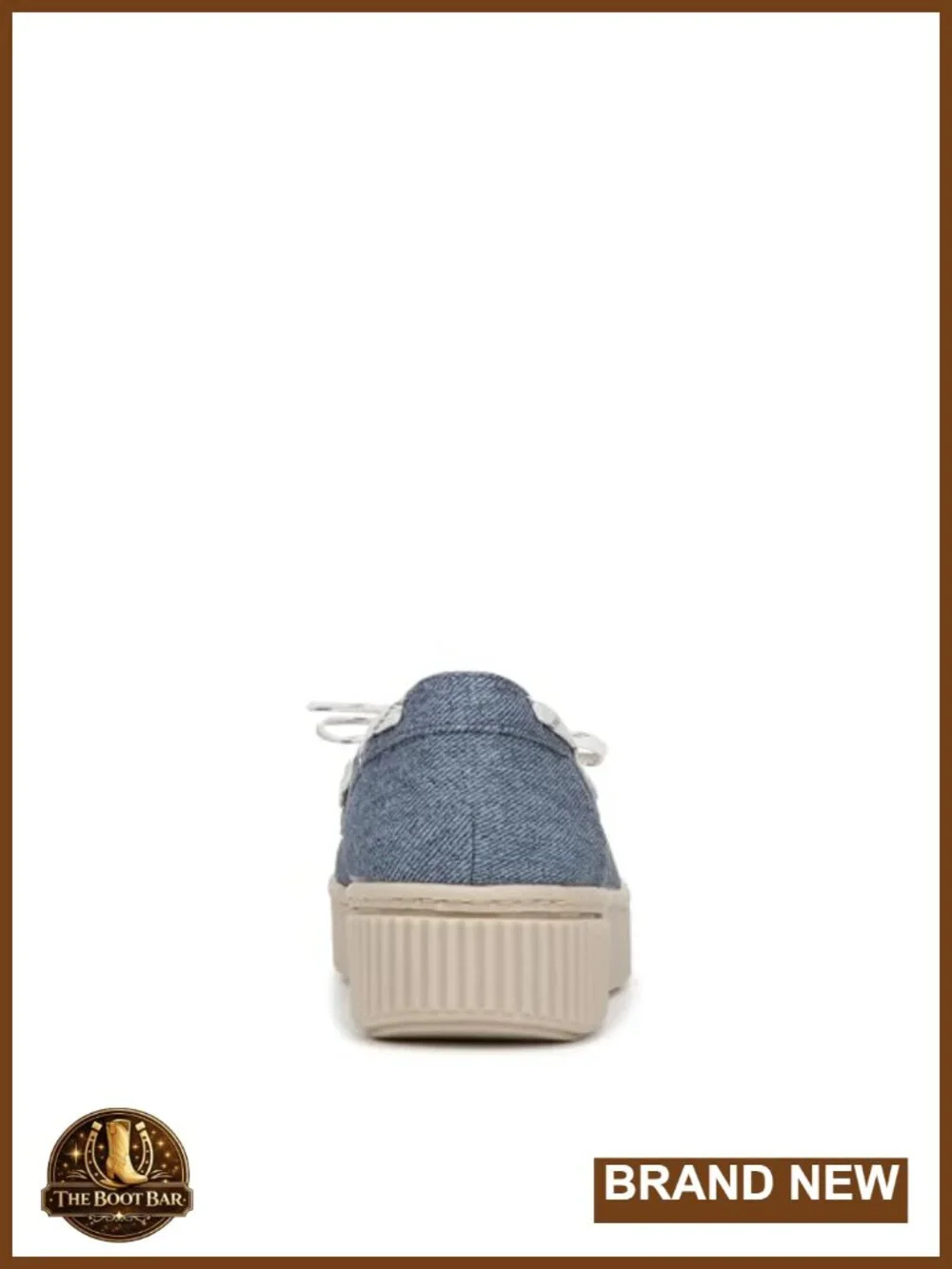 Blue Denim Women's Slip On Boat Shoe with Platform Heel